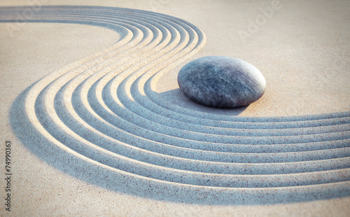 Canvas Print Stein und Linien im Sand
