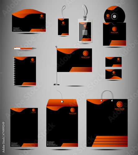 Blue corporate identity template with digital elements