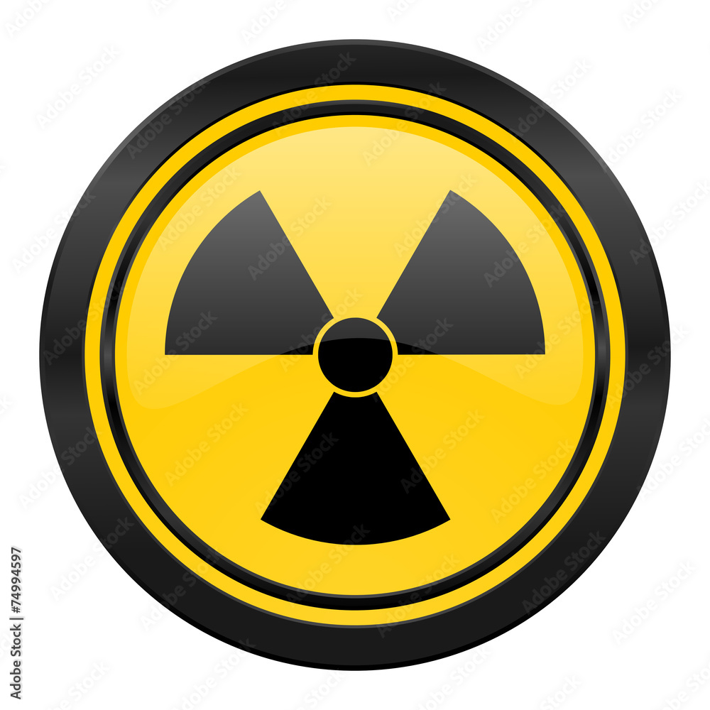 radiation icon, yellow logo, atom sign radiation icon, yellow logo, atom sign