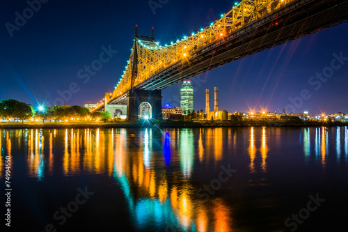 The Queensboro Bridge at night, seen from Roosevelt Island, New © jonbilous