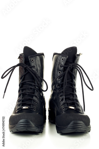 Black army boots, isolated on white © Africa Studio