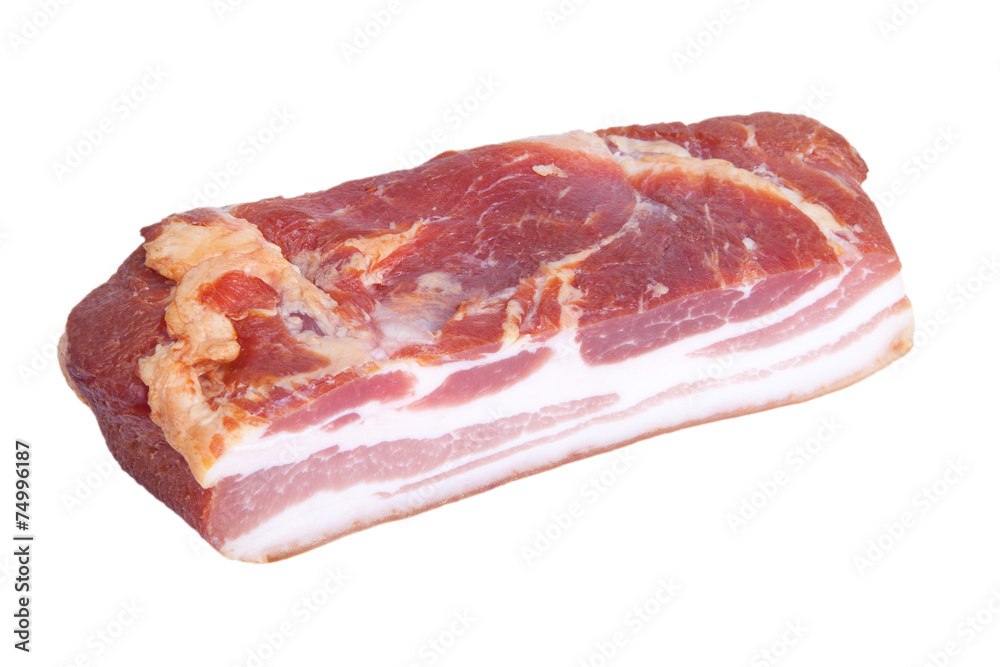 piece of bacon isolated on a white background