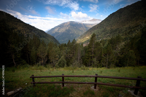 Forested valleys between the mountains. andorra