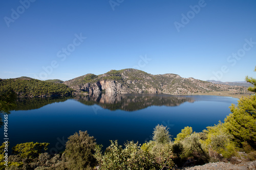 beautiful lake surrounded by mountains