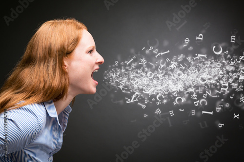 Businesswoman Shouting Letters