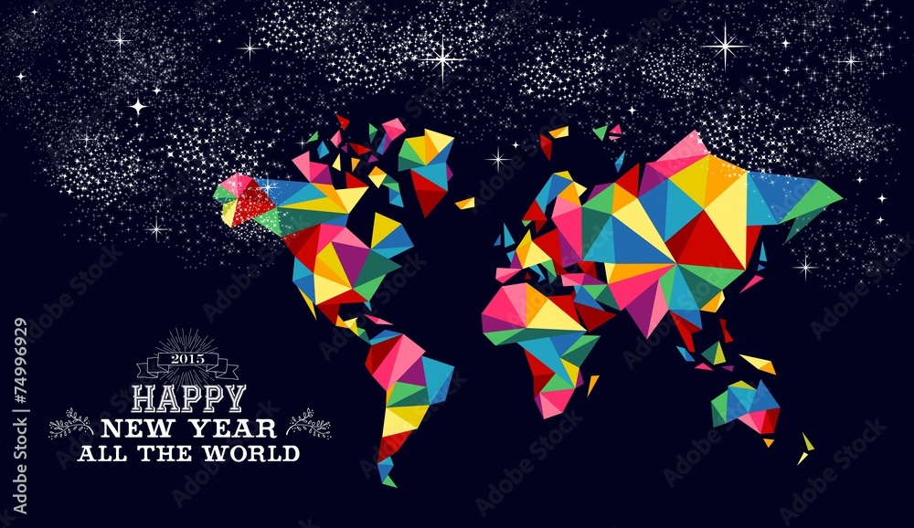 New year 2015 world map card New year 2015 world map card