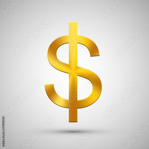 vector modern gold dollar on gray background