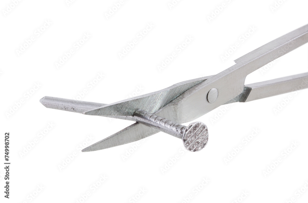 Scissors cut the nail. Scissors cut the nail.