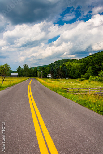 Country road in the rural Potomac Highlands of West Virginia.