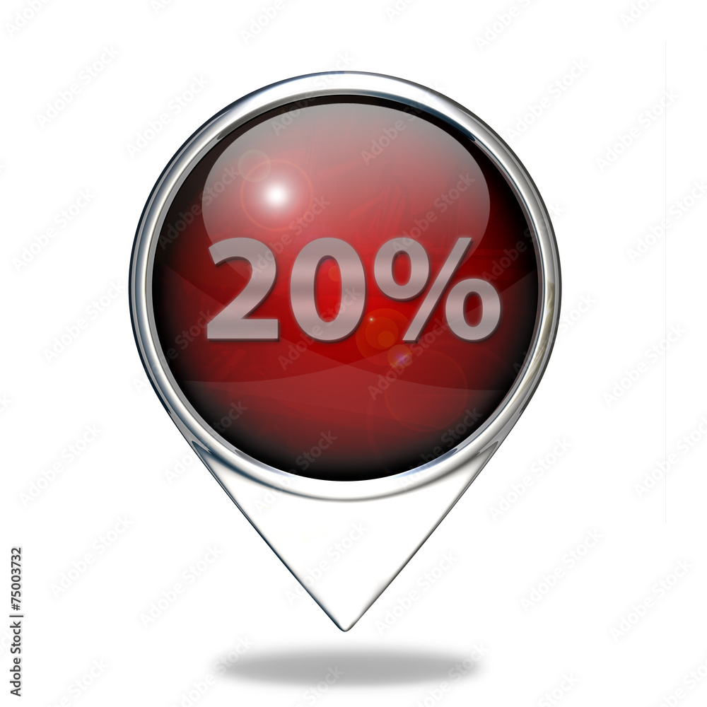 Twenty percent pointer icon on white background Twenty percent pointer icon on white background