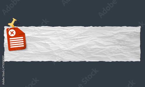 banner with crumpled paper and multiplication symbol