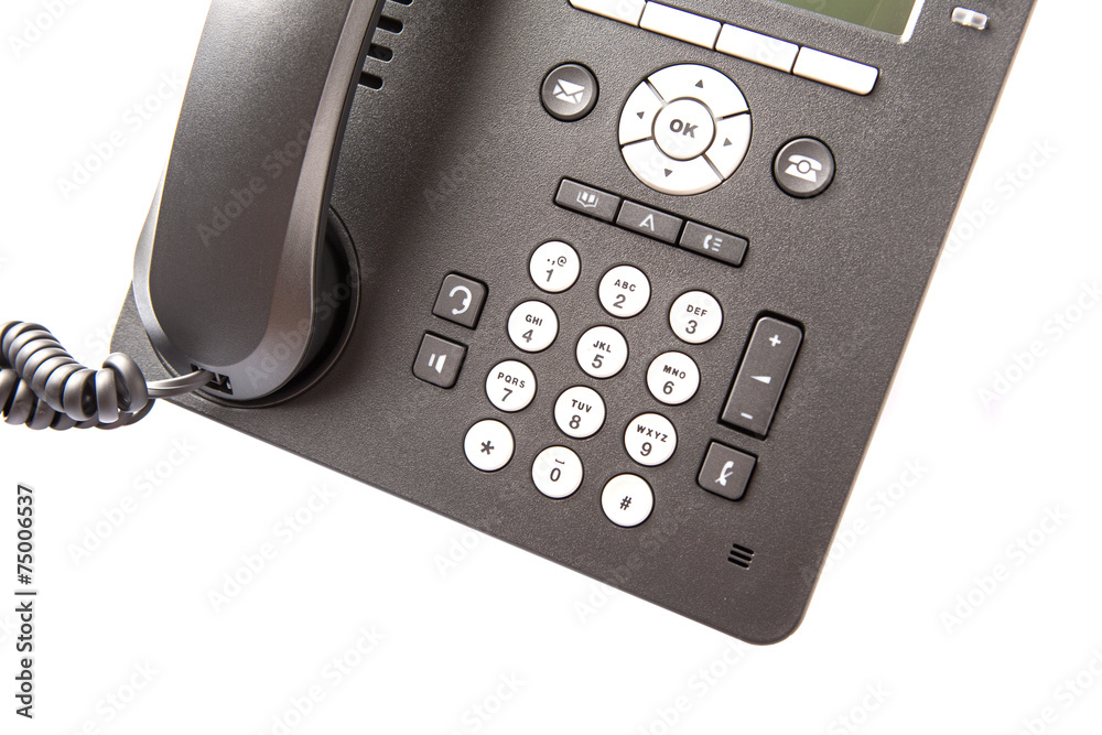 Modern desktop telephone over white background Modern desktop telephone over white background