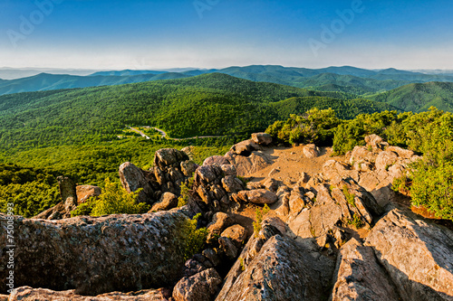 Fototapeta Evening view of the Blue Ridge Mountains from Mary's Rock, along