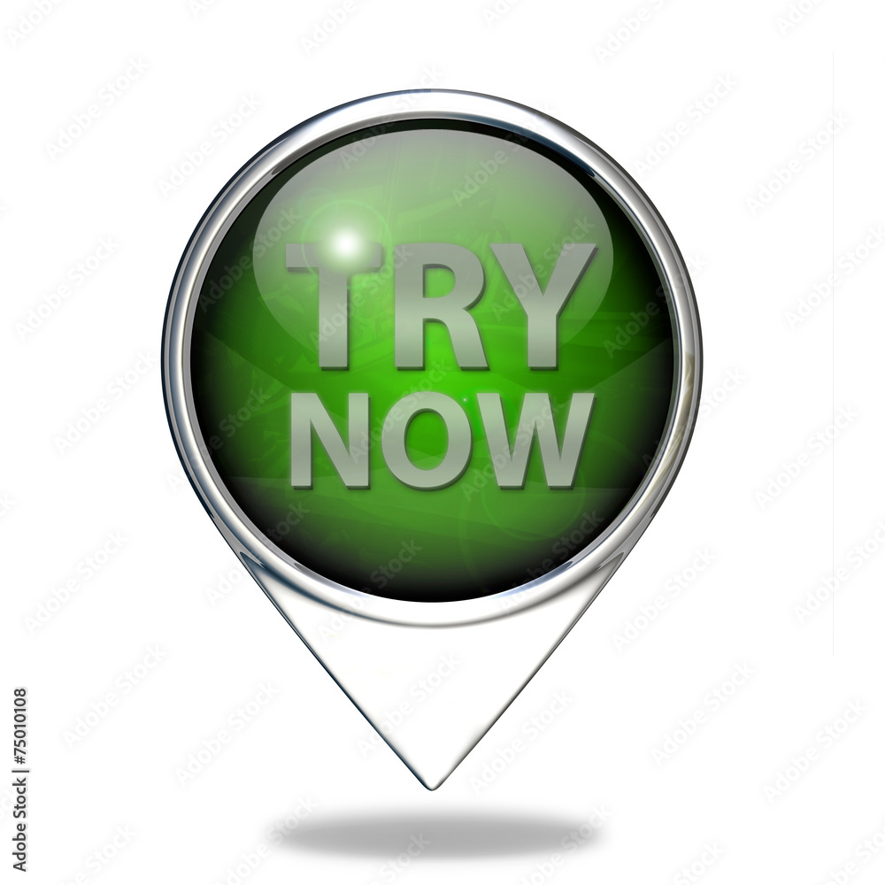 Try now pointer icon on white background Try now pointer icon on white background
