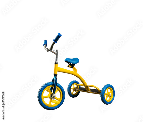 Yellow kid's bicycle isolated