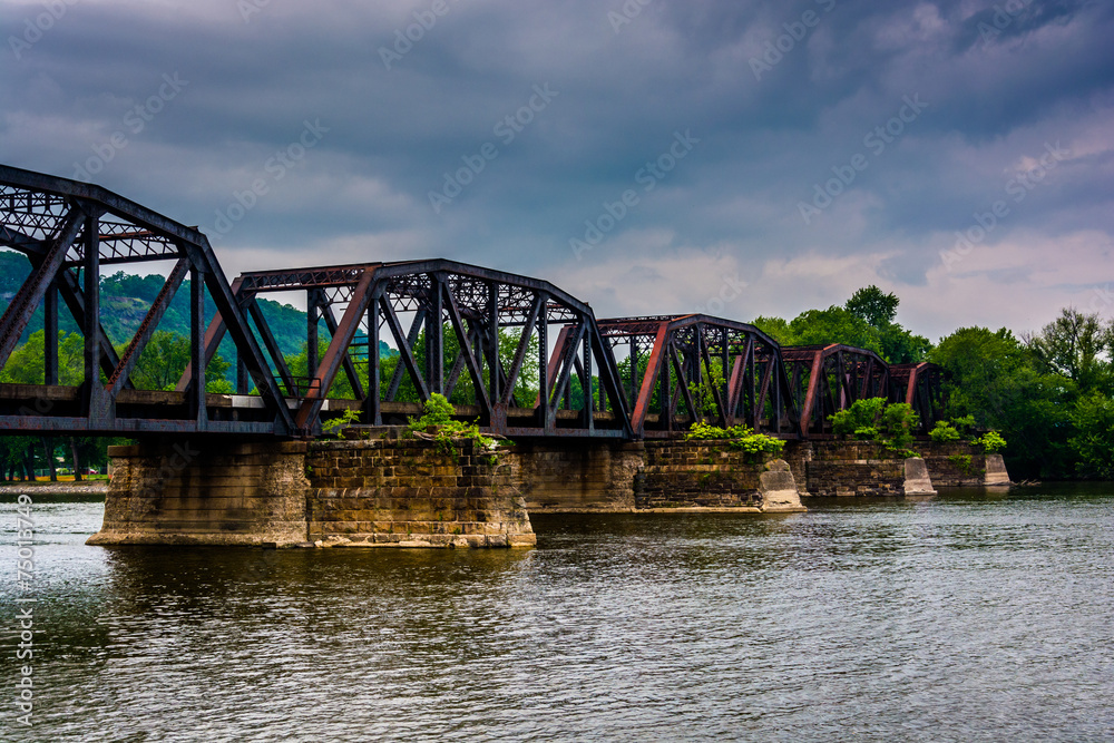 Train bridge over the Susquehanna River, seen from Shikellamy St Train bridge over the Susquehanna River, seen from Shikellamy St