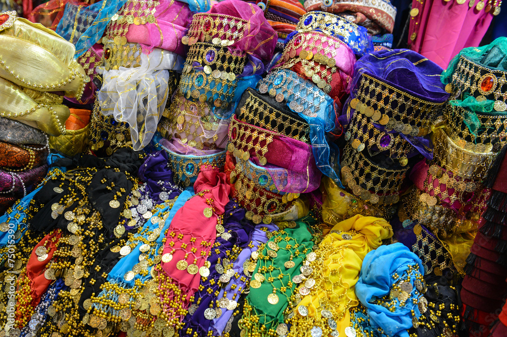 Colorful Fez Hats Clothing in Istanbul Turkey