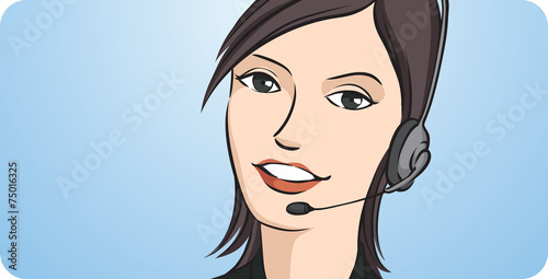 call center woman smiling with headset