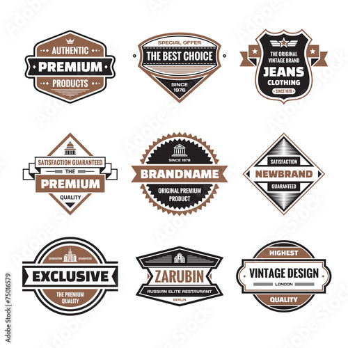 Vector graphic badges collection. Original vintage logos.