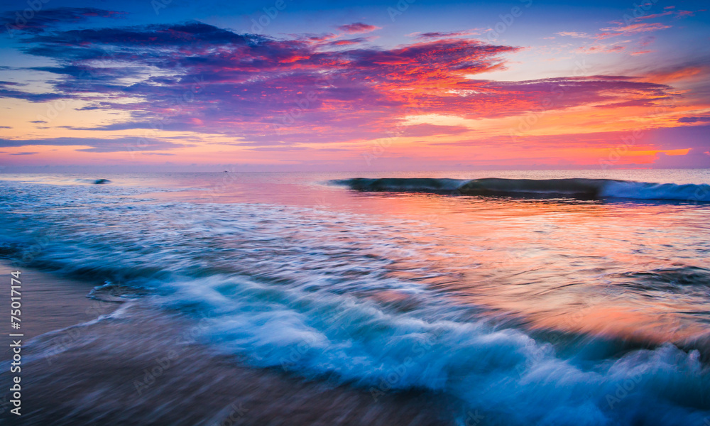 Waves on the Atlantic Ocean at sunrise, St. Augustine Beach, Flo