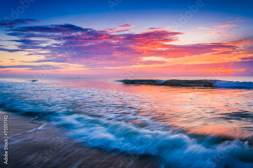 Waves on the Atlantic Ocean at sunrise, St. Augustine Beach, Flo © jonbilous