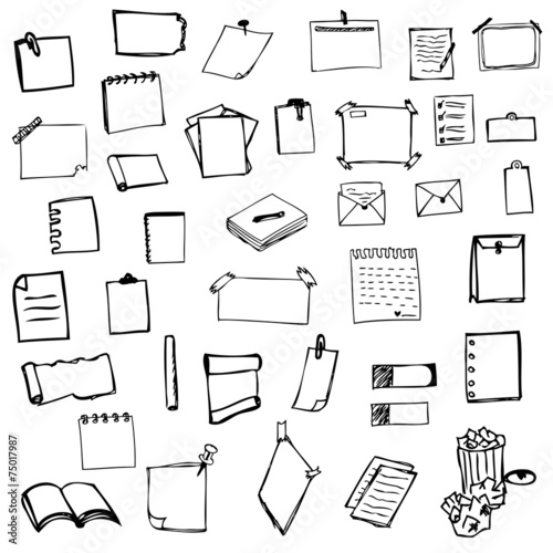 set of drawing paper sketch vector illustration