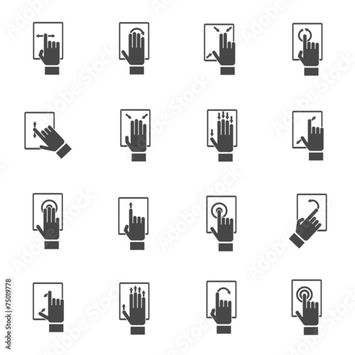 Hand Touching Screen Icons