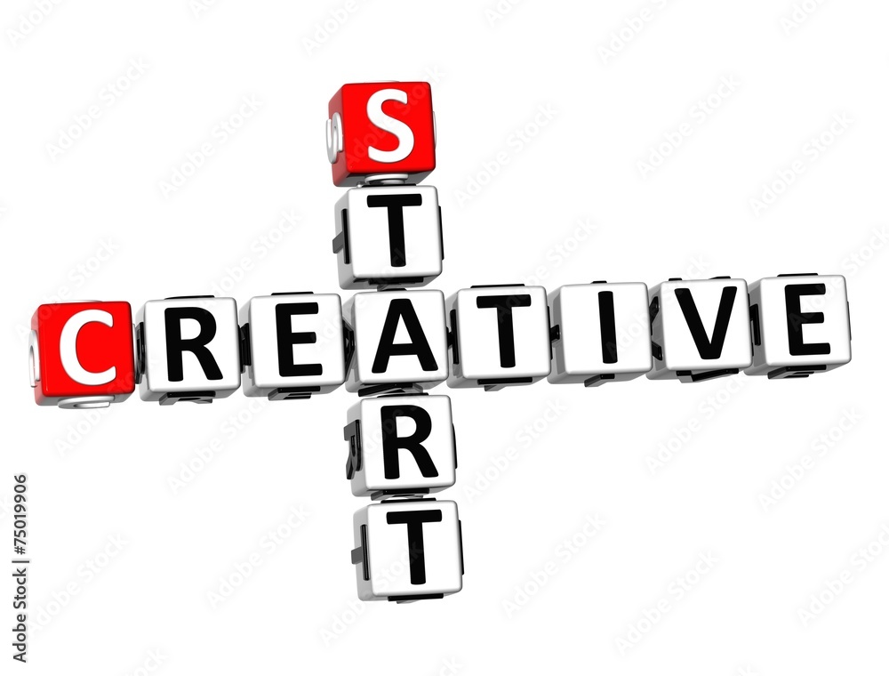 3D Crossword Creative Start on white background 3D Crossword Creative Start on white background
