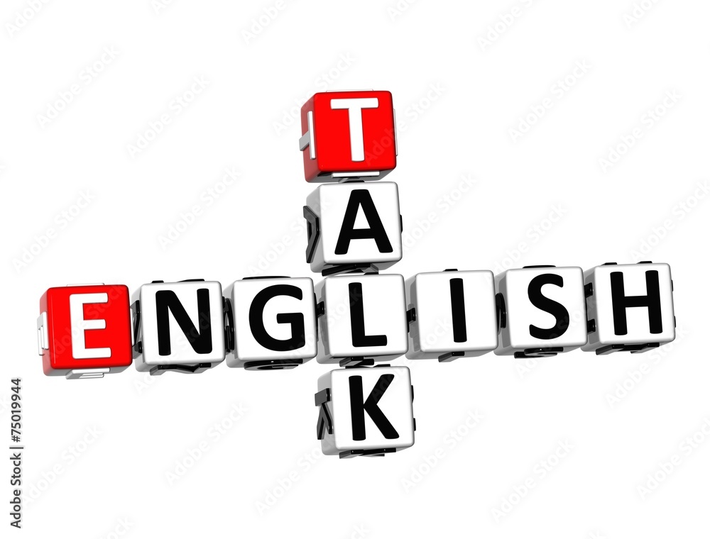 3D Crossword English Talk on white background