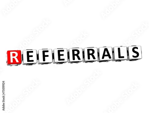 3D Word Referrals on white background