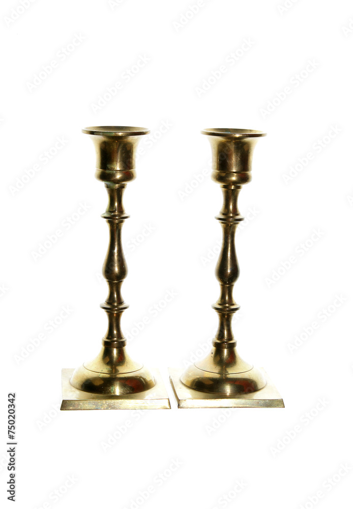 candlesticks vintage isolated golden copper