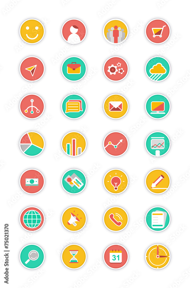 Flat icons vector collection with soft shadow effect Flat icons vector collection with soft shadow effect