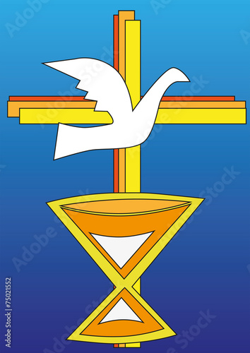 Cross with dove and chalice