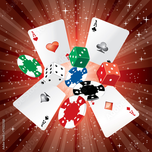 cards dice chips red