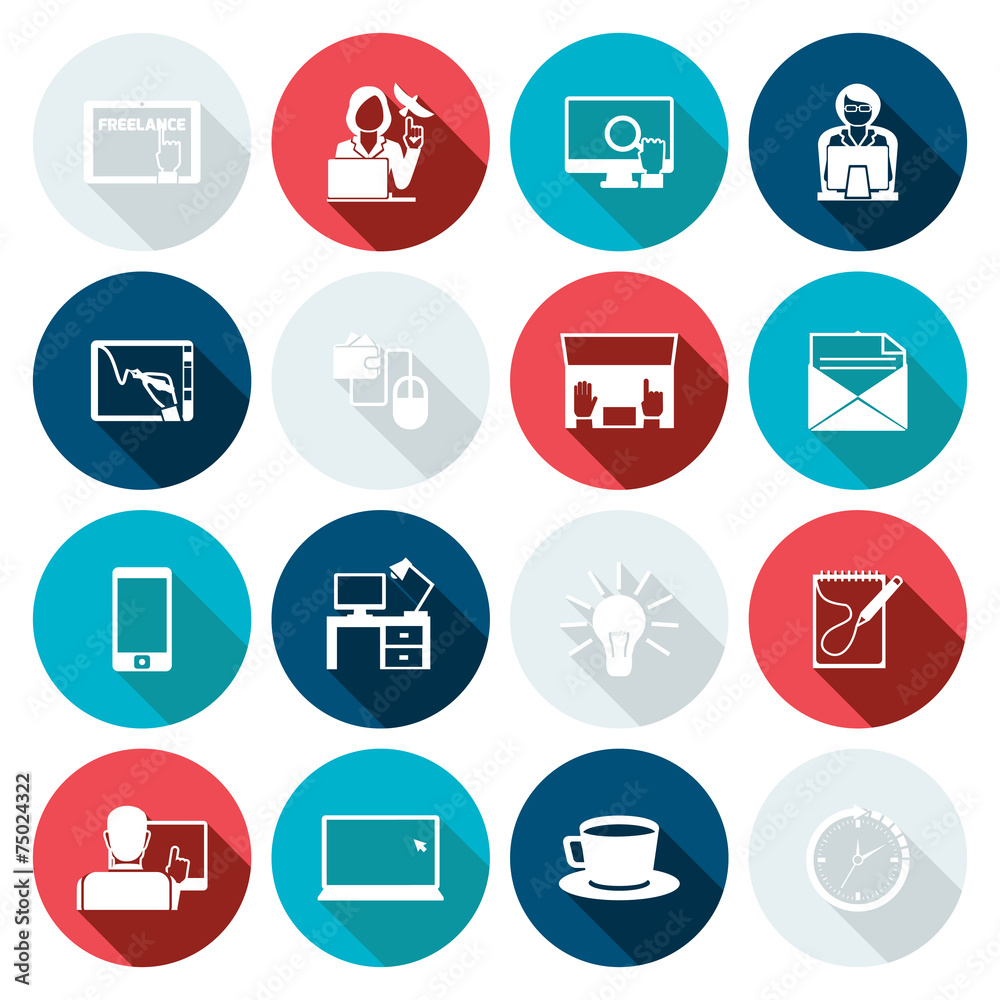 Freelance Icon Flat Set Freelance Icon Flat Set