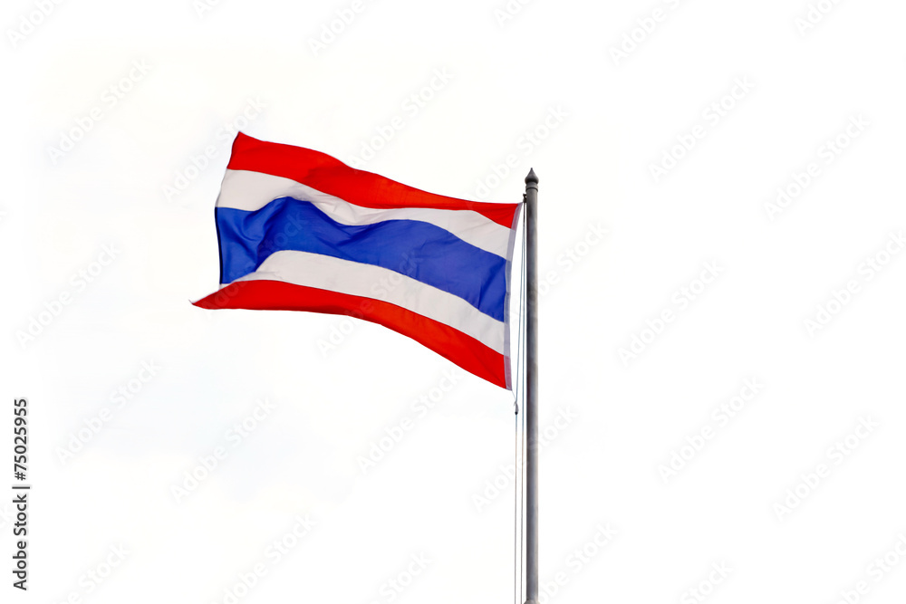 Flag of Thailand waving with white background