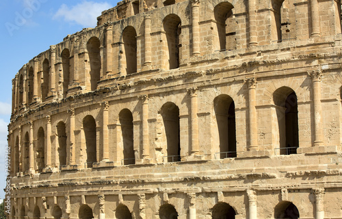 El Jem Coliseum ruins in Tunisia fighting gladiator