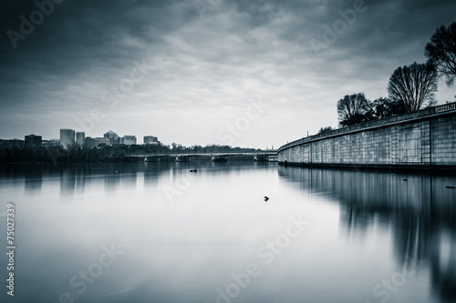 Long exposure of the Potomac River in Washington, DC.
