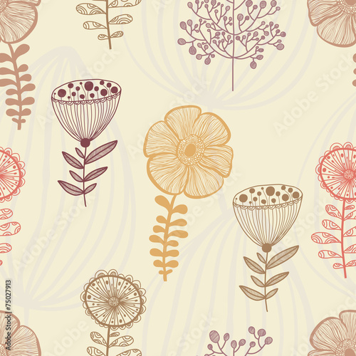 Seamless patern with abstract flowers nature