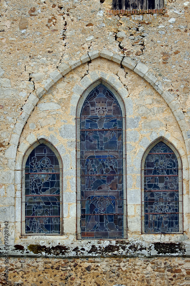 Romanesque church window in Congy, France.