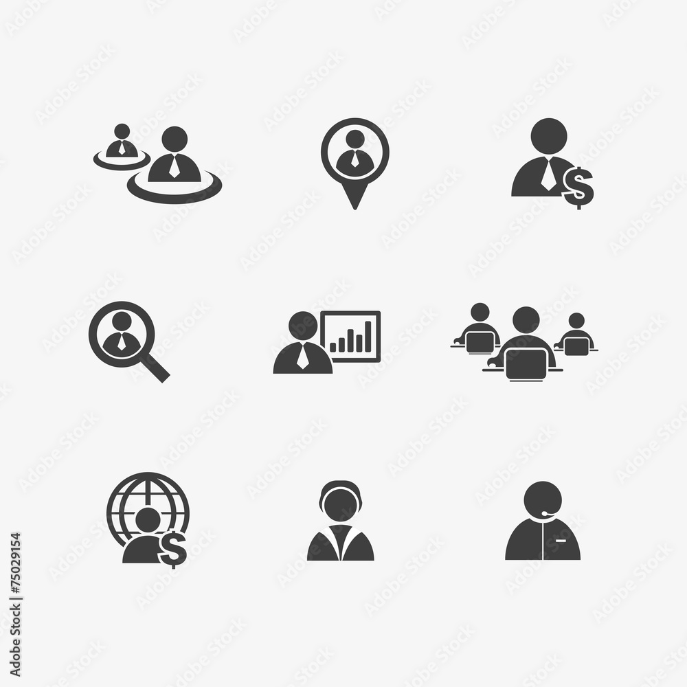 Human resources and management icons set business Human resources and management icons set business