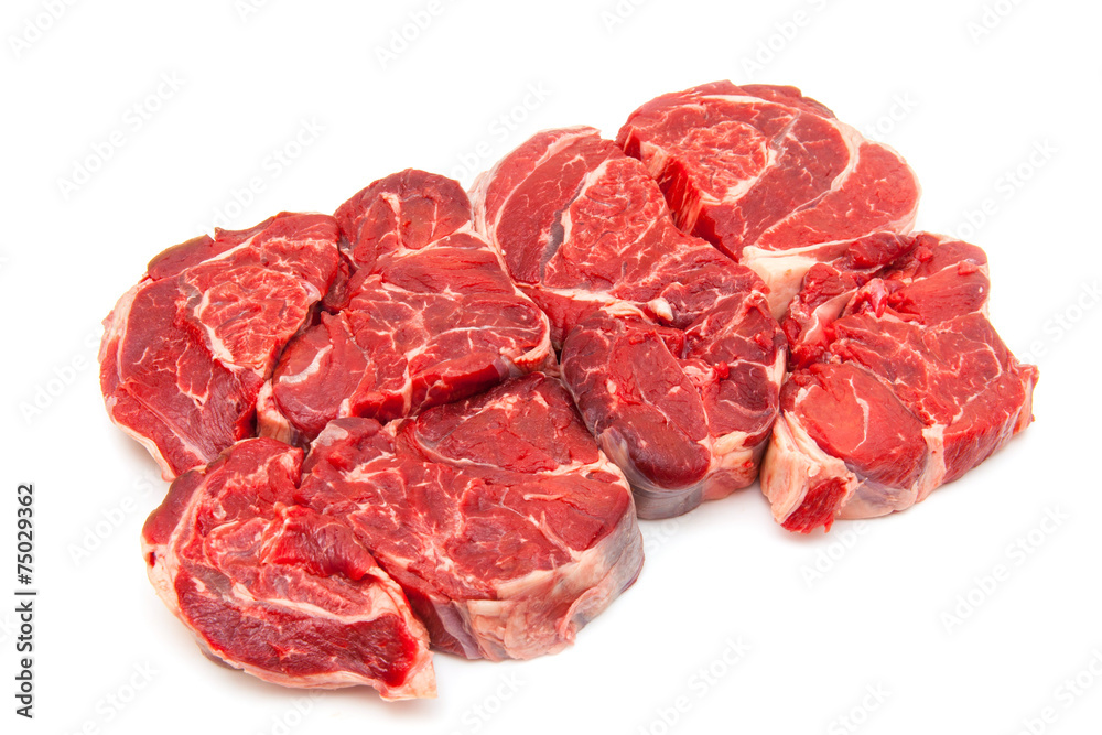 Shin of beef meat isolated on a white studio background,