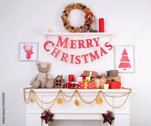 Decorated Christmas firepla...