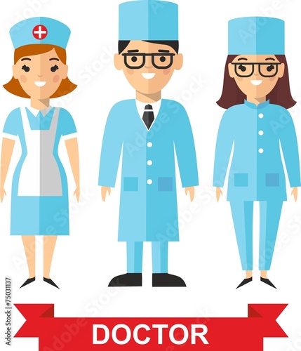 Vector illustration of a medical team, doctor and nurse