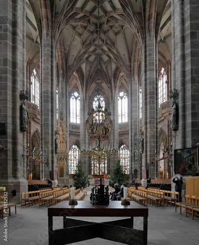 Interior of St. Lorenz Church in Nuremberg  Germany