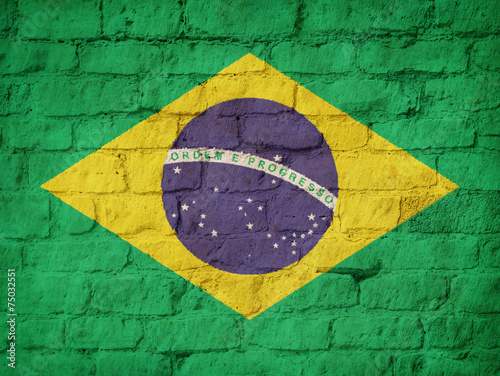 Brazil flag painted on bric...