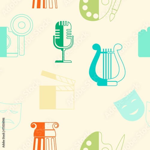 seamless background with symbols of art