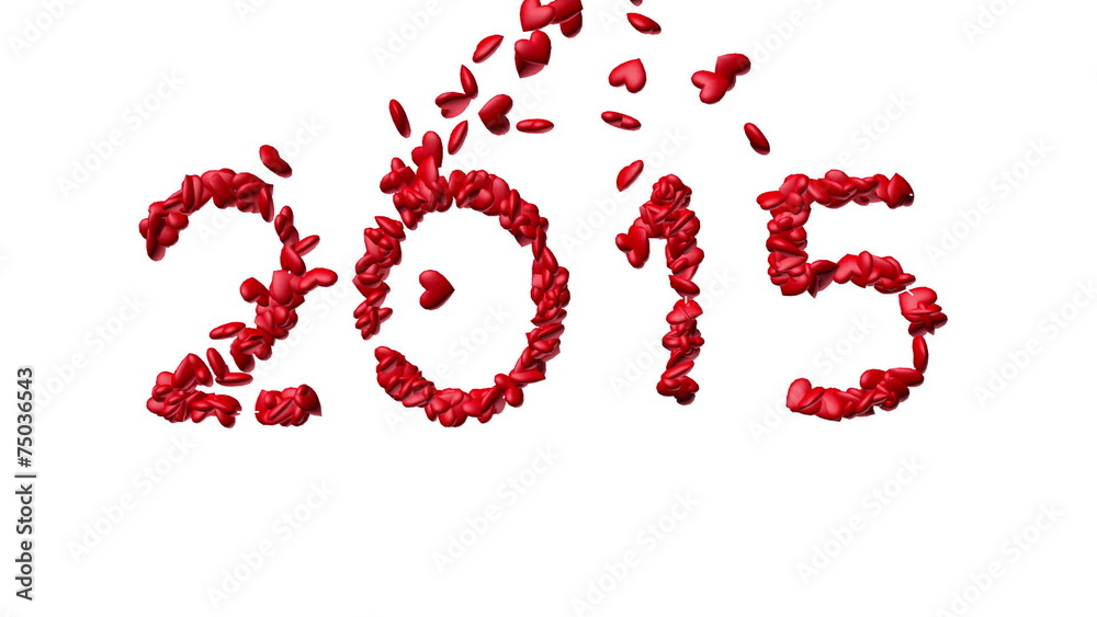 New year 2015 made from the hearts - white background New year 2015 made from the hearts - white background
