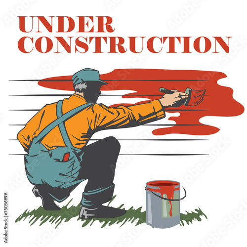 vector clipart. painter paints the house.