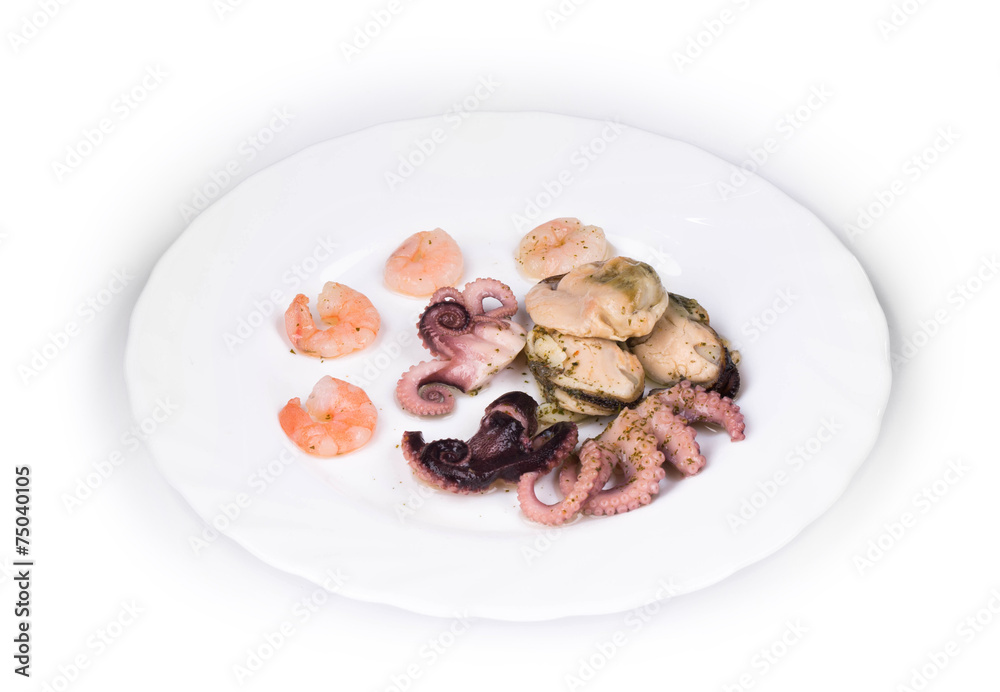 Mixed seafood plate.